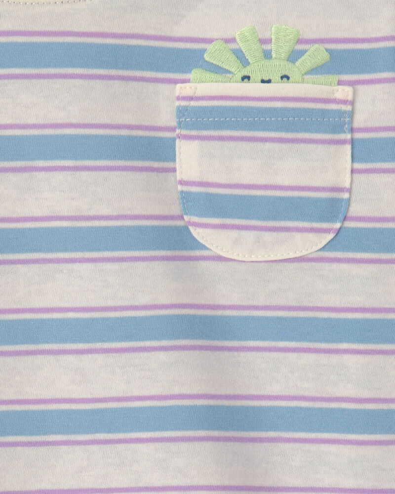 Toddler Girl Striped Short-Sleeve Top - Blue/Ivory, image 2 of 3 slides