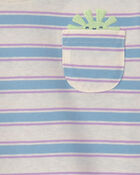 Toddler Girl Striped Short-Sleeve Top - Blue/Ivory, image 2 of 3 slides