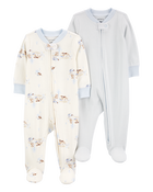 Baby 2-Pack 2-Way Zip Sleep & Play Pajamas, image 1 of 6 slides
