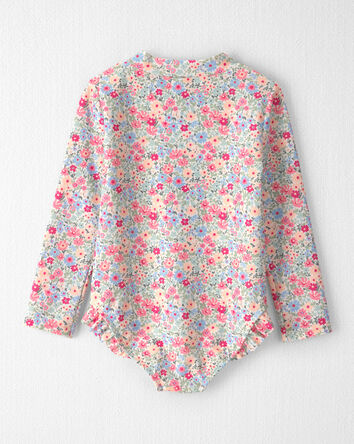 Toddler Girl Recycled Rashguard Swimsuit in Meadow Mix, 