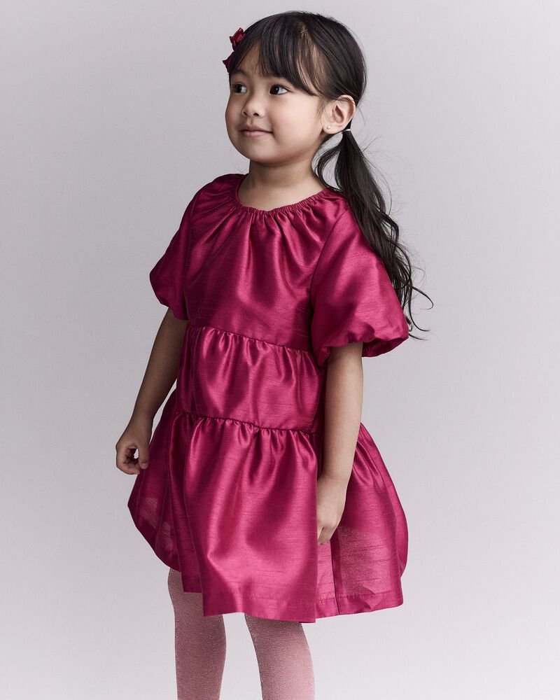 Toddler Girl Puff-Sleeve Tiered Party Dress - Pink, image 4 of 6 slides