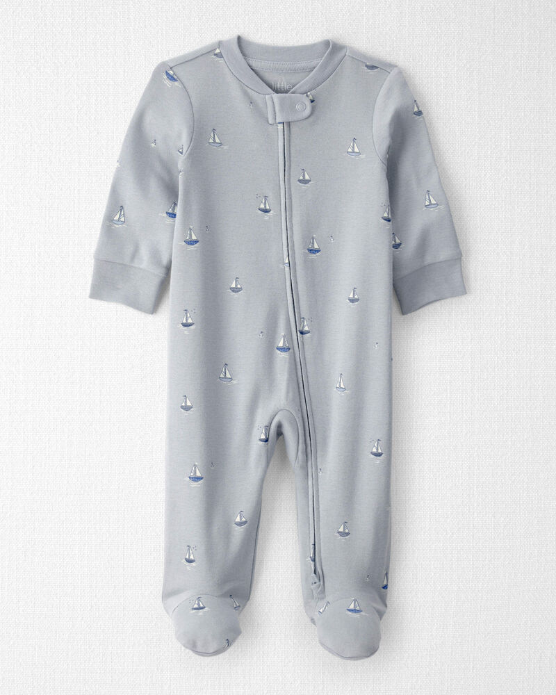 Baby Organic Cotton Sleep & Play Pajama in Sail Away, image 1 of 5 slides