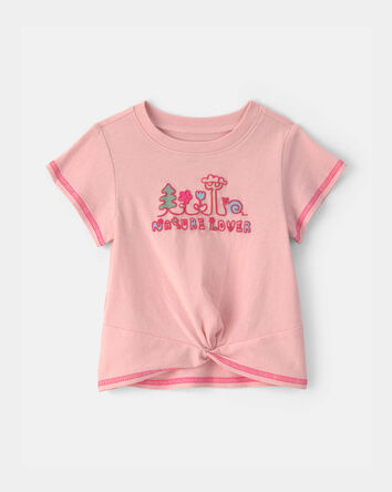 Baby Girl 'Nature Lover' Short-Sleeve Tie Top - Pink, 