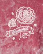 Girls  Flower Embroidered Hooded Velour Top - Pink, image 3 of 4 slides