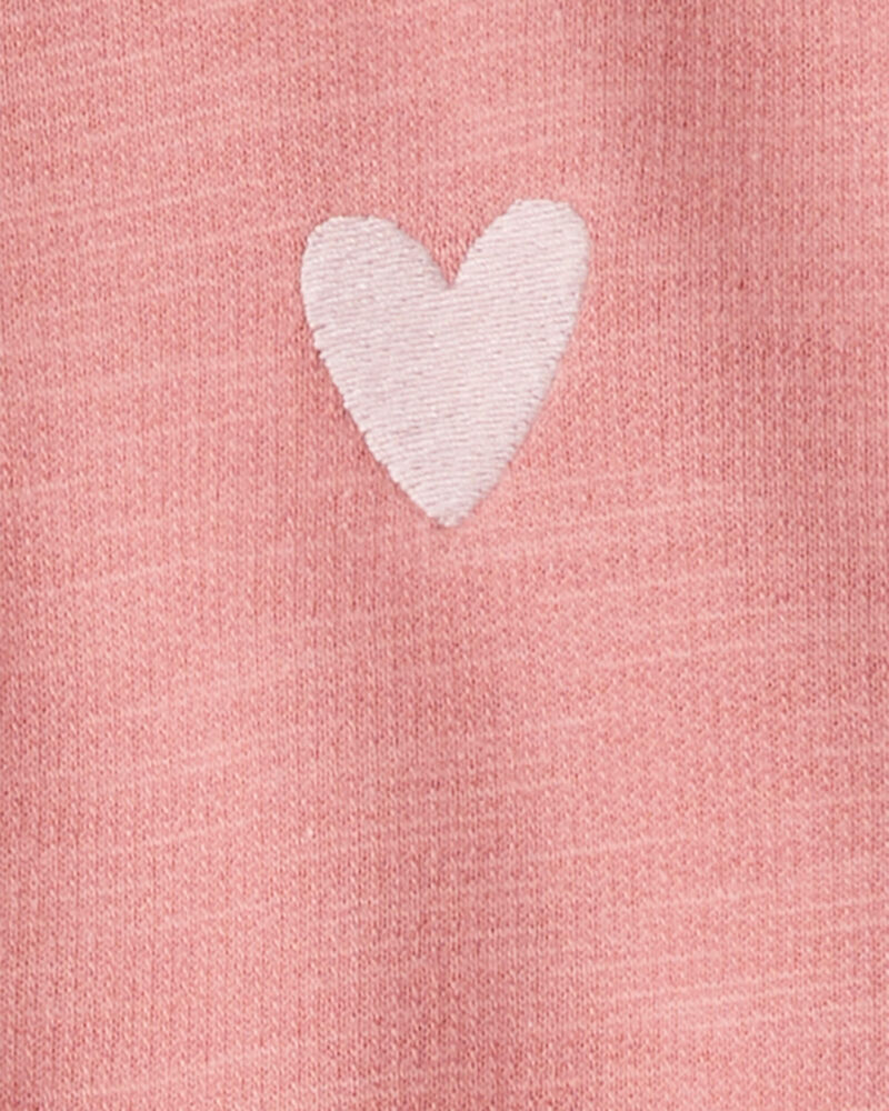 Toddler Girl Heart Cotton Long-Sleeve Cardigan Sweater - Pink, image 2 of 3 slides