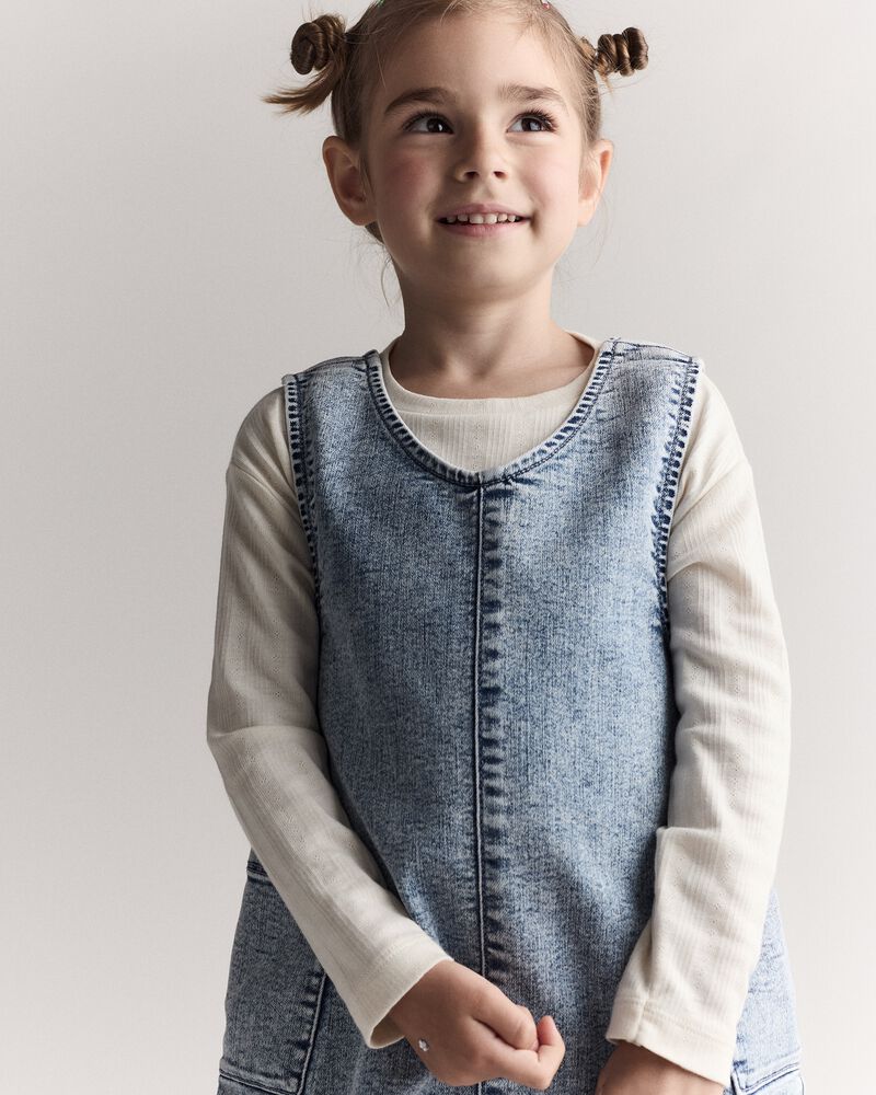 Toddler Girl Pointelle Long-Sleeve Top - Cream, image 1 of 7 slides