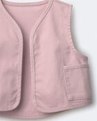 Toddler Girl Cropped Vest with Otter Pockets - Light Pink, image 6 of 6 slides