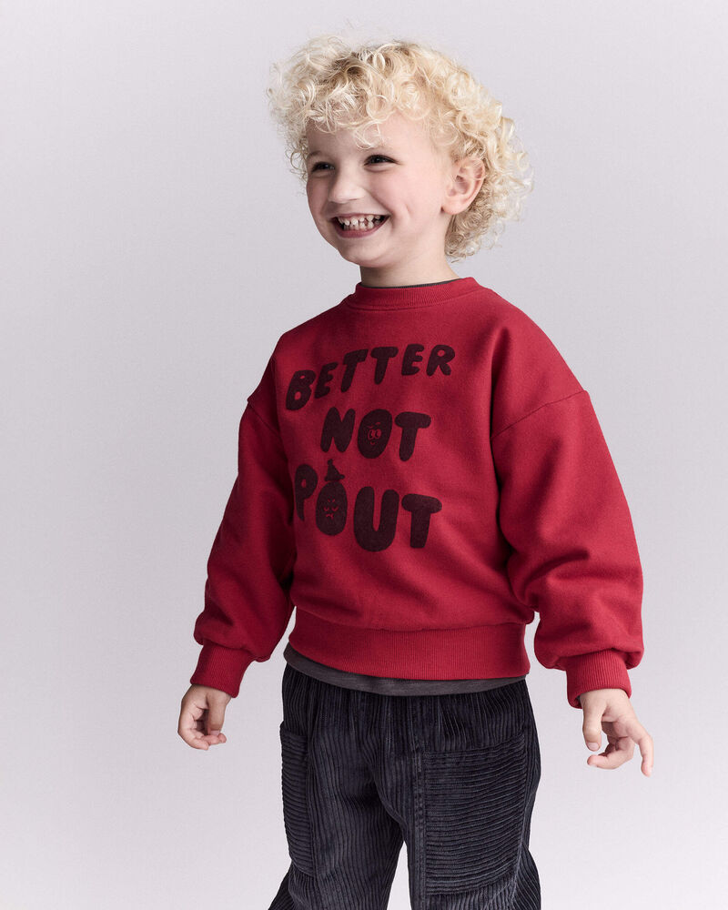 Toddler  'Better Not Pout'  Dolman-Sleeve Sweatshirt - Red, image 4 of 6 slides