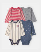 Baby Boy 4-Pack Sports Long-Sleeve Bodysuits, image 1 of 6 slides