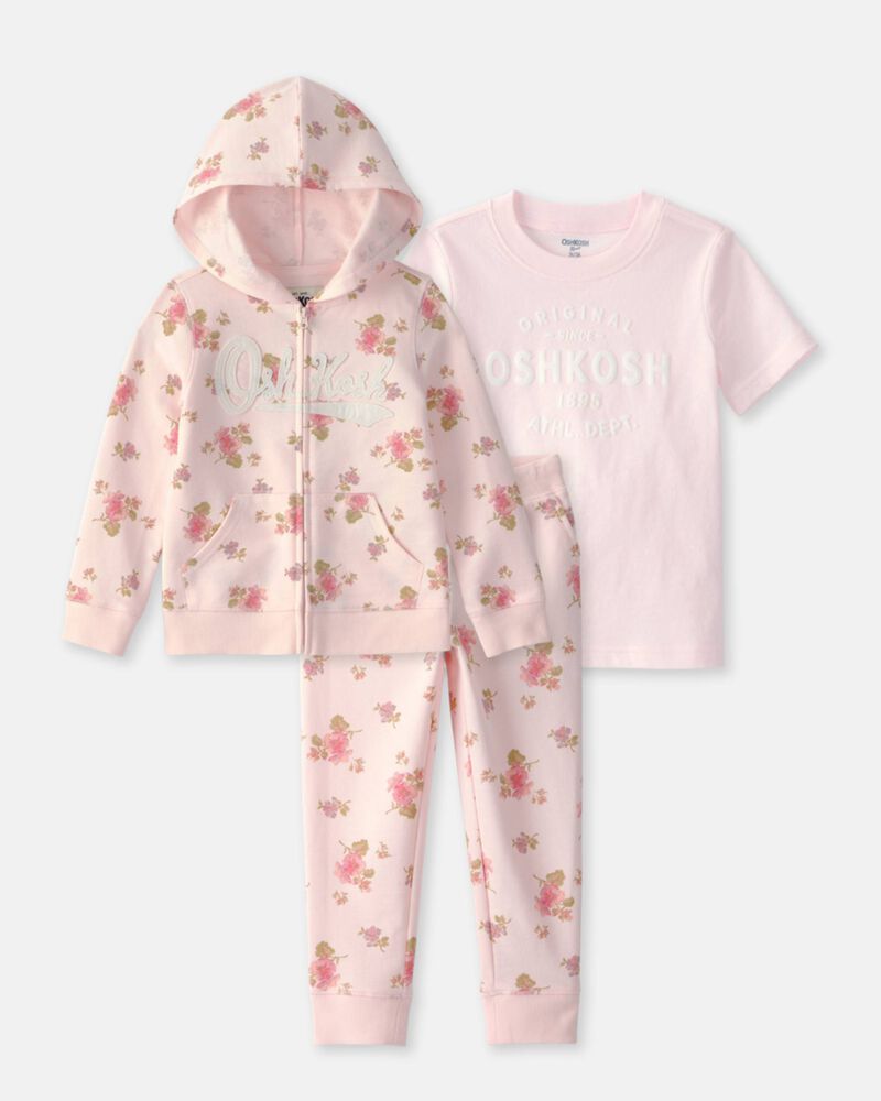Baby Girl 3-Piece Floral OshKosh Logo Layering Set - Pink, image 1 of 10 slides