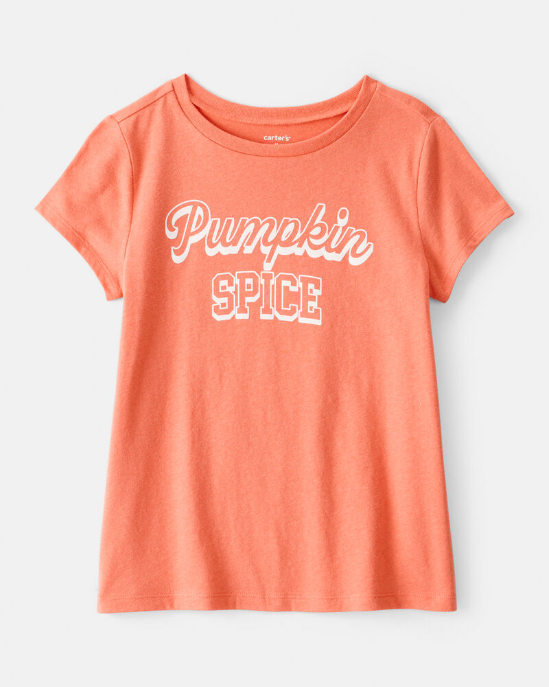 Girls Pumpkin Spice Short-Sleeve Graphic Tee - Orange, image 1 of 3 slides