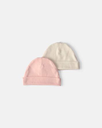 Baby Girl 2-Pack Caps - Pink/Ivory, 