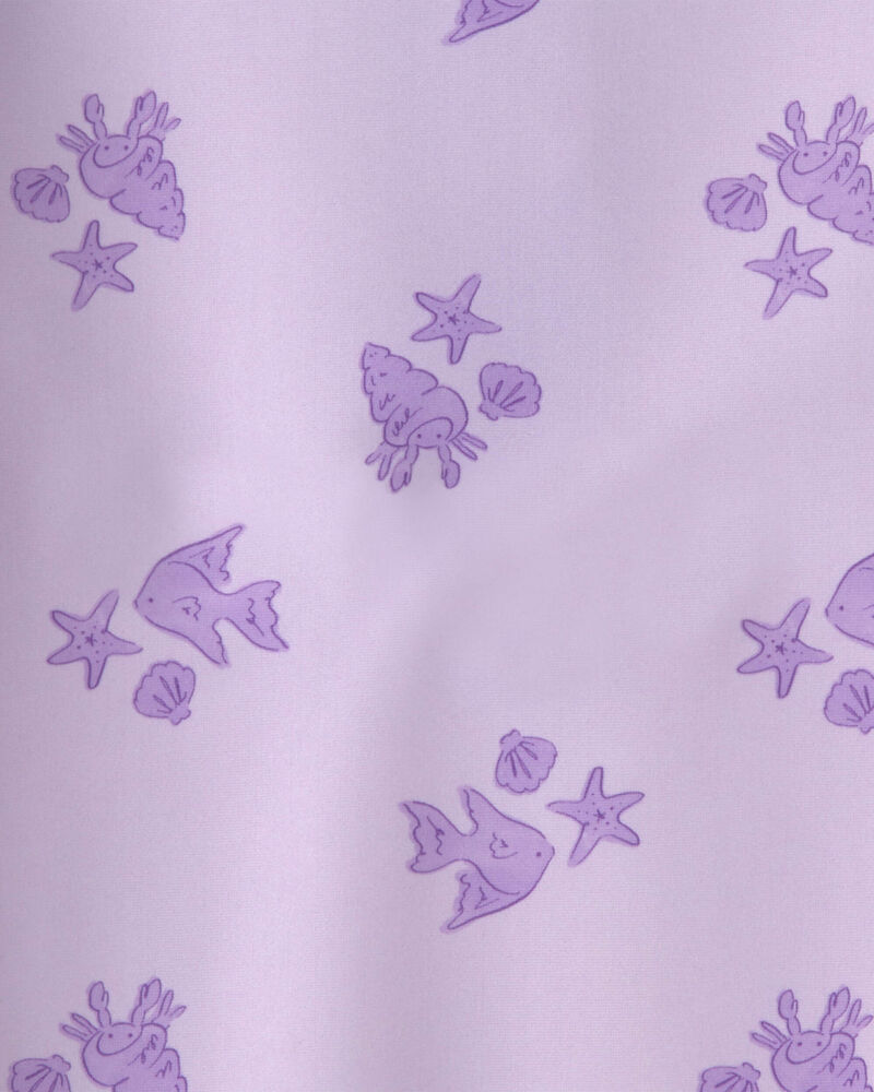 Baby Girl Sea Animal 1-Piece Rashguard Swimsuit - Purple, image 4 of 5 slides