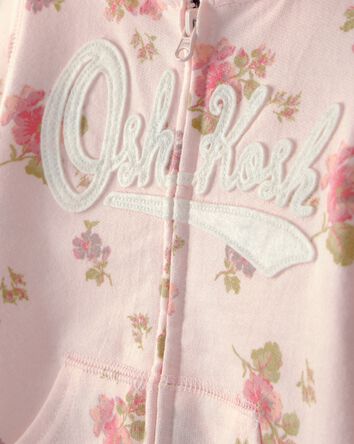 Toddler Girl Floral OshKosh Logo Zip-Up Hoodie - Pink, 