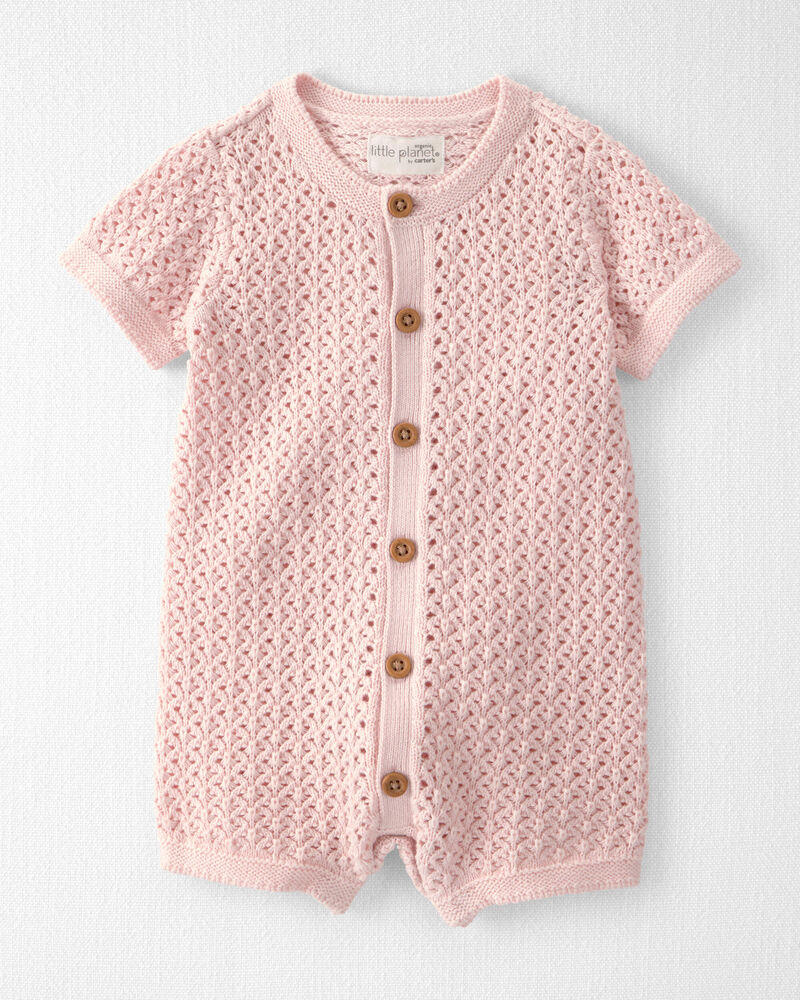 Baby Girl Organic Cotton Sweater Knit Romper, image 1 of 4 slides