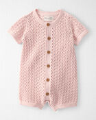 Baby Girl Organic Cotton Sweater Knit Romper, image 1 of 4 slides