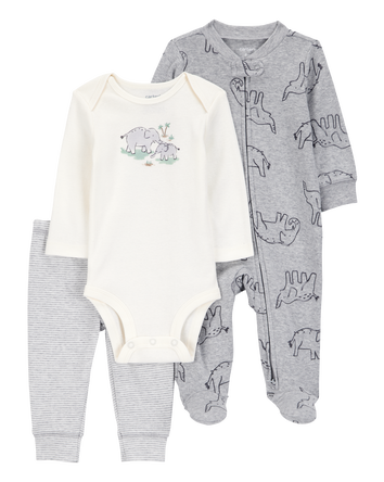 Baby Boy 3-Piece Elephant Multi-Piece Set - Grey, 