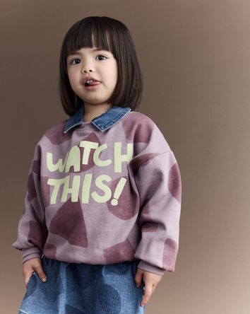 Toddler Girl Watch This!' Shapes Dolman-Sleeve Sweatshirt - Mauve , 