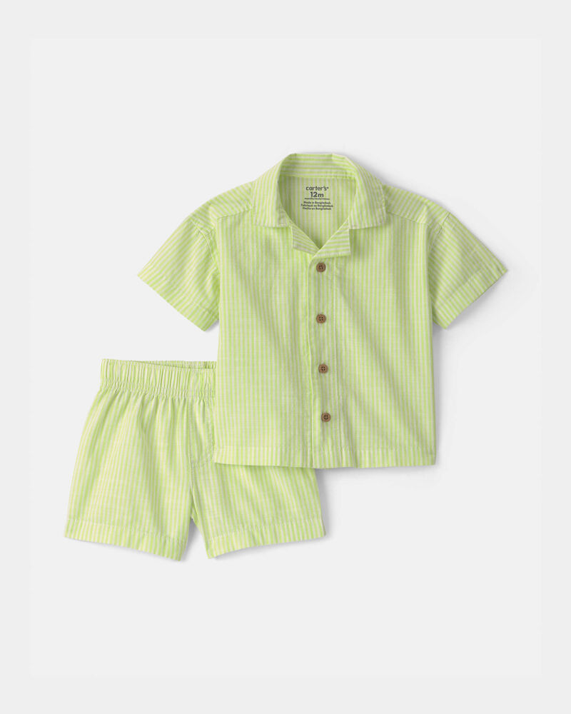 Baby Boy 2-Piece Top & Short Set - Green, image 1 of 3 slides