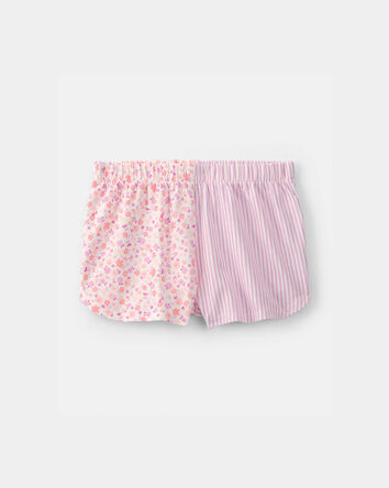 Toddler Girl Floral Striped Short-Sleeve Loose Fit 2-Piece Pajama Set - Pink, 