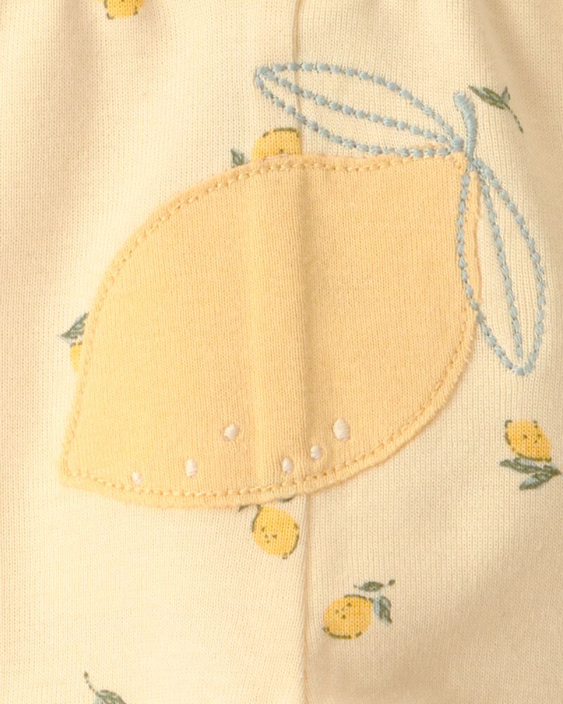 Baby Girl 3-Piece Lemon Bodysuits & Pant Set - Yellow/White, image 3 of 6 slides