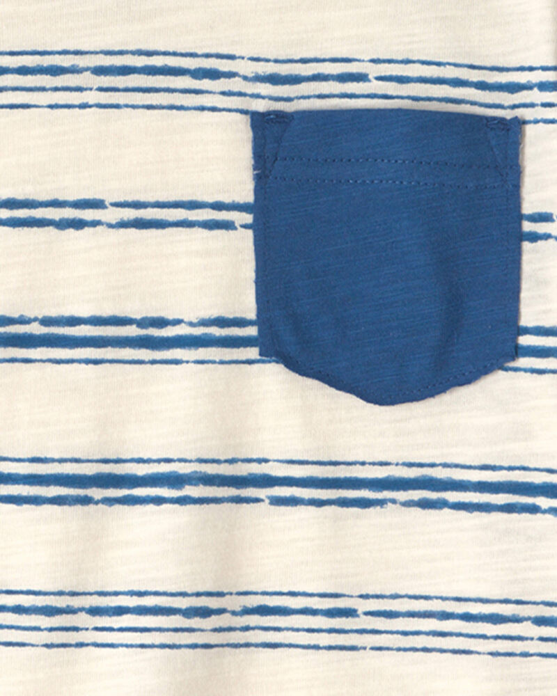 Toddler Boy Stripe Pocket Tee - Blue/Ivory, image 2 of 3 slides