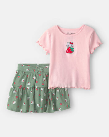 Toddler Girl 2-Piece Hello Kitty&reg; Strawberry Top & Skort Set - Pink/Green, 