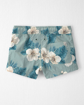 Baby Boy Recycled Swim Trunks in Blue Hibiscus, 