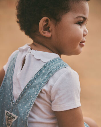 Toddler Hickory Stripe & Dots Shortall - Light Wash, 