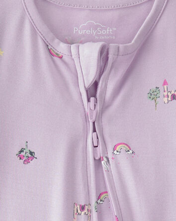 Baby Girl Fairytale 2-Way Zip PurelySoft Sleep & Play Pajama - Purple, 