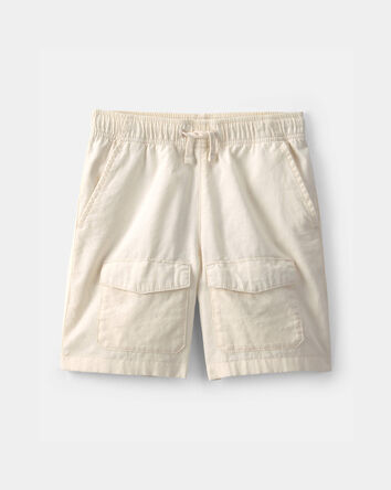 Boys Twill Cargo Shorts - Cream, 