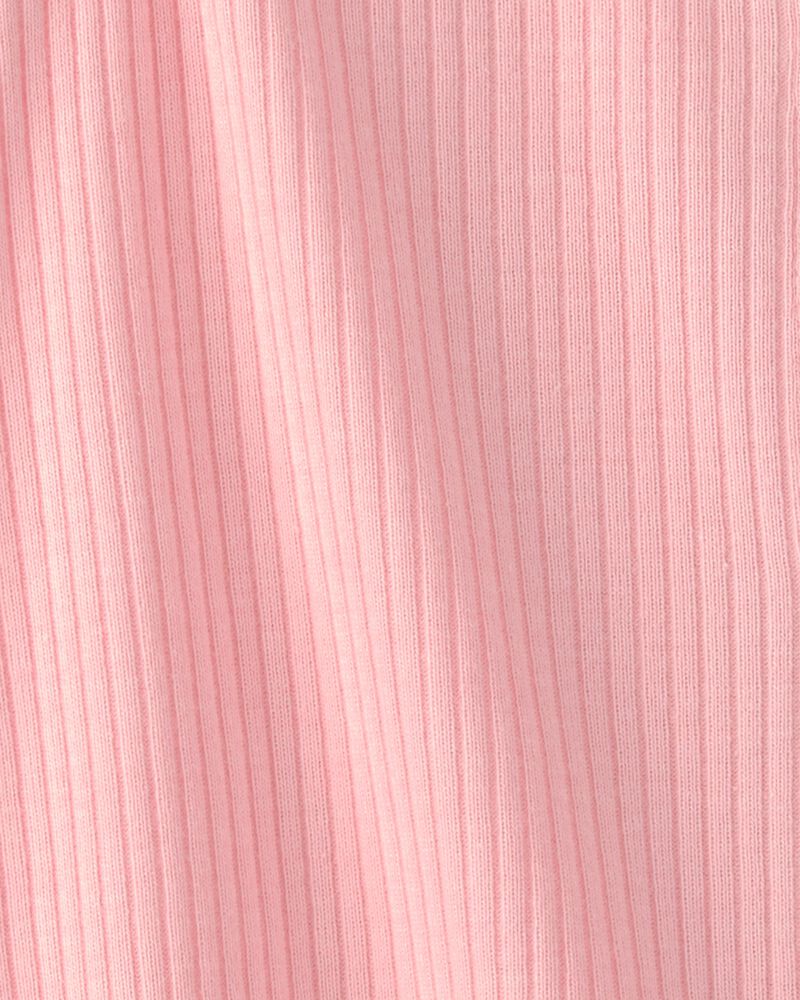 Baby Girl 'Little One' Rib Short-Sleeve Romper - Pink, image 3 of 4 slides
