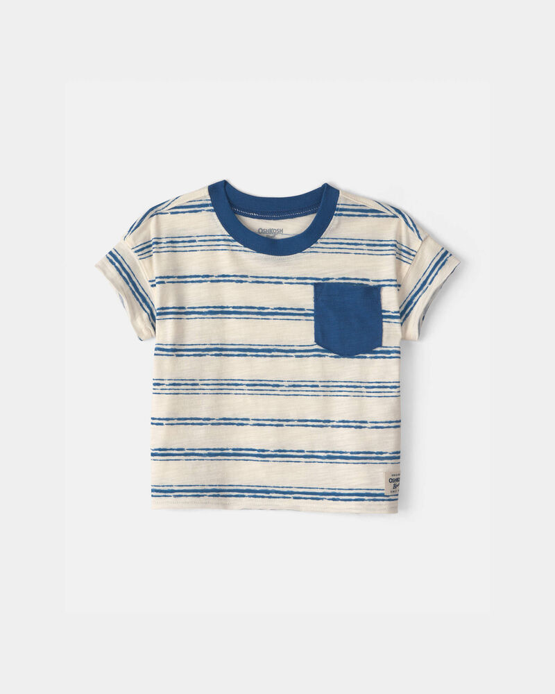 Baby Boy Stripe Pocket Tee - Blue/Ivory, image 1 of 3 slides