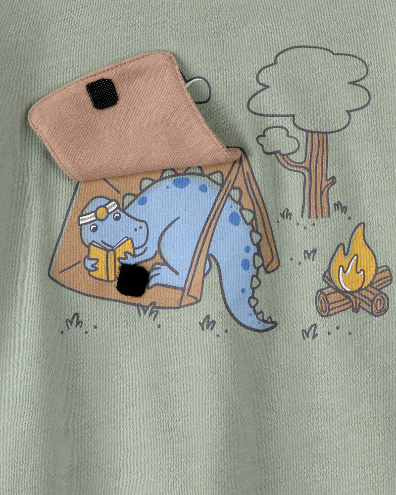 Baby Boy Camping Dinosaur Graphic Tee - Green, image 4 of 5 slides