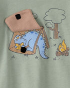 Baby Boy Camping Dinosaur Graphic Tee - Green, image 4 of 5 slides