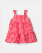 Baby Girl Gingham Sleeveless Dress - Coral, image 1 of 5 slides