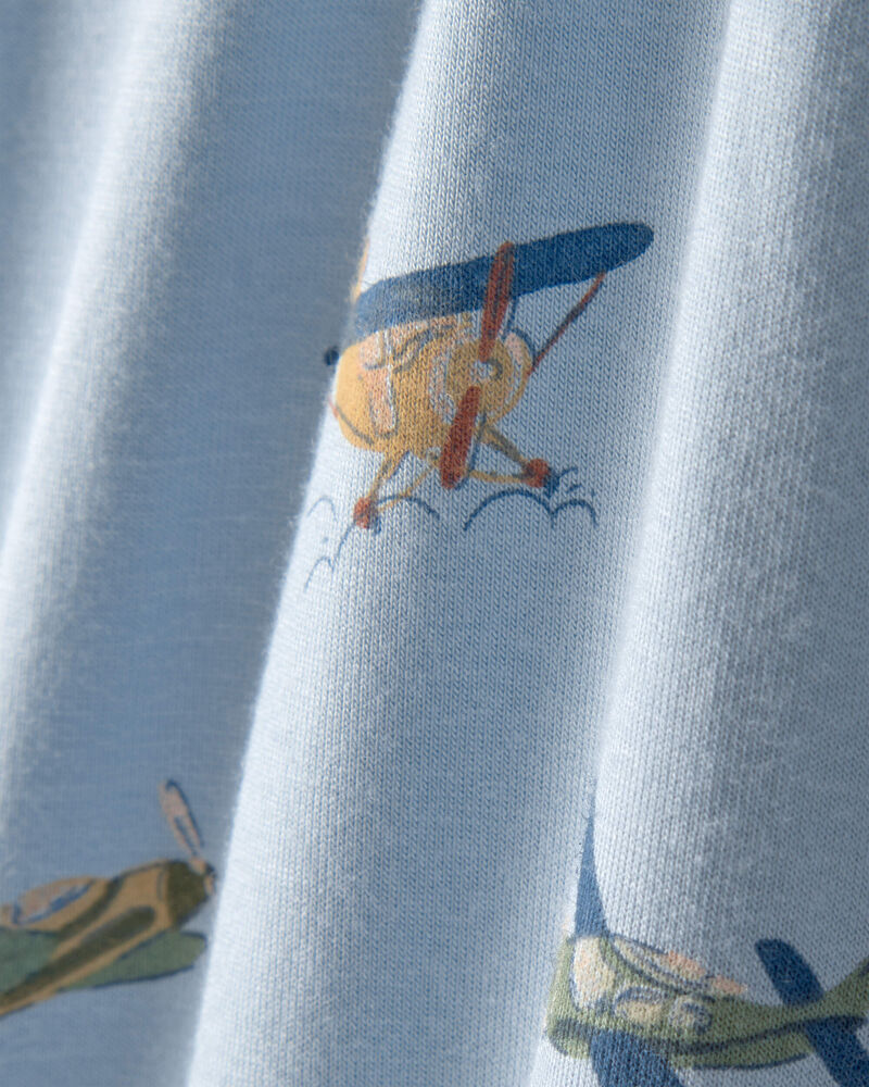 Baby Boy Plane 2-Way Zip PurelySoft Footie Sleep & Play Pajama - Blue, image 3 of 7 slides