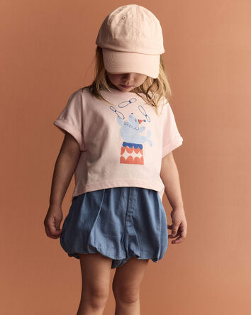 Toddler Girl Breezy High-Low Top in Circus Print - Pink, 