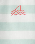 Baby Boy 2-Piece Shark Striped Top & Short Set - Blue/Ivory, image 2 of 3 slides