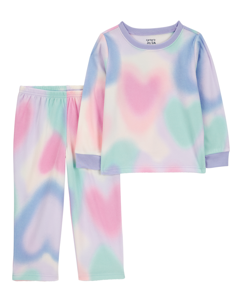 Toddler Girl 2-Piece Heart Space Dye Fleece Pajamas, image 1 of 3 slides