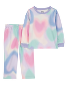 Toddler Girl 2-Piece Heart Space Dye Fleece Pajamas, image 1 of 3 slides