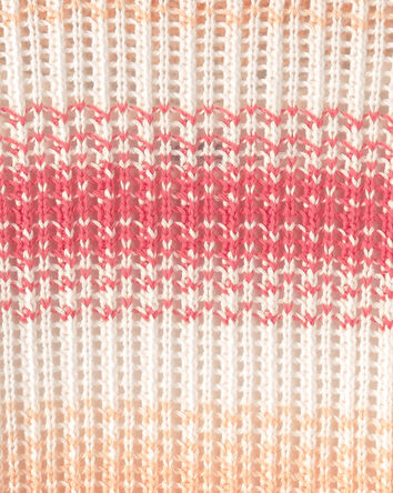 Girls Striped Sweater - Coral, 