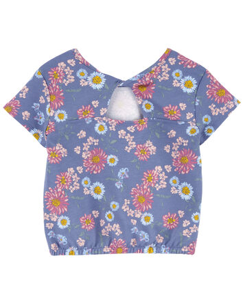 Girls Floral Print Twist Back Top, 