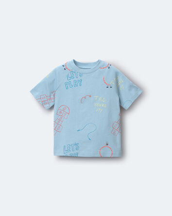 Toddler 'Let's Play' Raglan Relaxed Tee - Light Blue, 