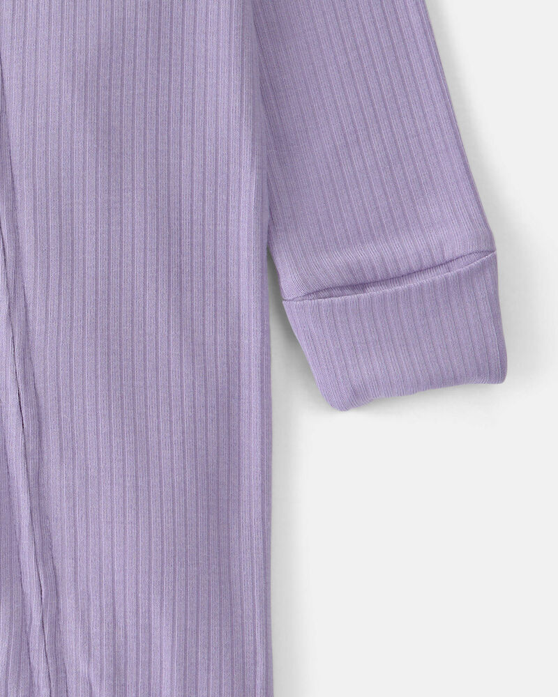Baby Girl 2-Way Zip PurelySoft Sleep & Play Pajama - Purple, image 3 of 8 slides