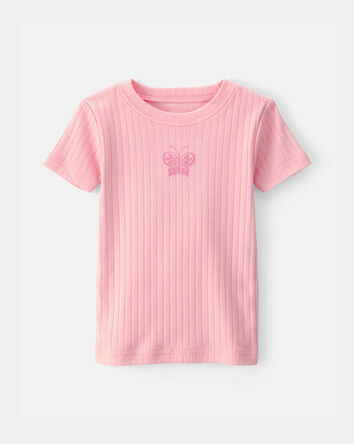 Baby Girl Butterfly Rib Snug Fit 2-Piece Pajama Set - Pink, 