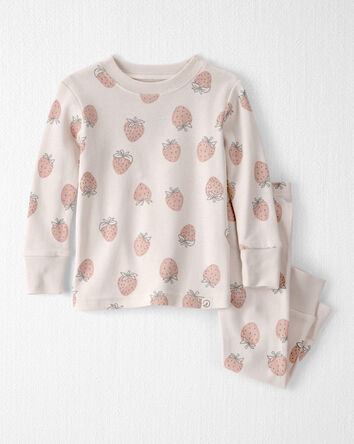 Baby Girl 2-Piece Organic Cotton Ribbed Pajama Set in Strawberry Print, 