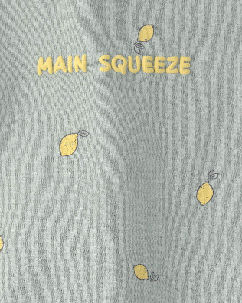 Baby Girl 'Main Squeeze' Lemon Short-Sleeve Romper - Green, image 3 of 4 slides