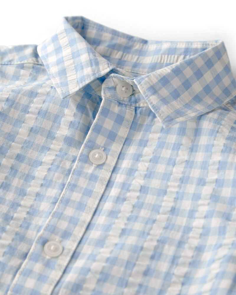 Toddler Boy Seersucker Button-Front Shirt Made with Organic Cotton, image 2 of 4 slides