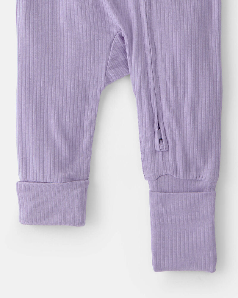 Baby Girl 2-Way Zip PurelySoft Sleep & Play Pajama - Purple, image 4 of 8 slides